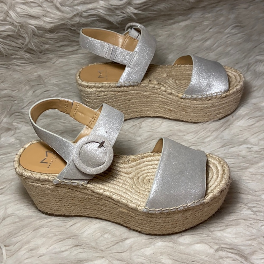 Like new Marc Fisher Rex Metallic Wedge Platform Espadrille